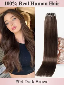 Micro Loop Hair Extensions 50 Strands Micro Beads Hair Extensions, Nano Ring Links Human Hair, 13 Colors, Natural Straight, 12-22 Inch, Adds Volume & Length  30G