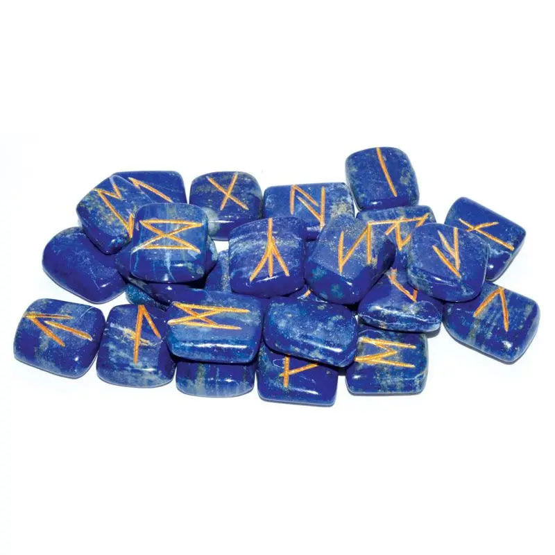 Lapis Lazuli Rune Set — 25-Piece Elder Futhark Divination Stones