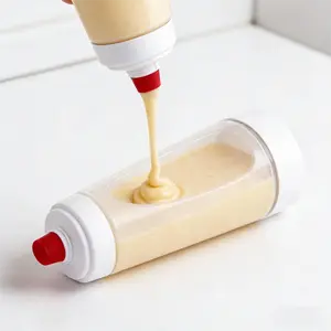 Squeeze Pancake Batter Dispenser Bottle - No Mess Pouring | Reusable Plastic Batter Bottle for Pancakes, Waffles, Crepes | Easy Breakfast Baking Tool