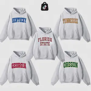 [Sale off 50%] Custom College Team Hoodie – Vintage Distressed Varsity Style, Ash Grey, Choose Any School, Menswear & Womenswear XR7