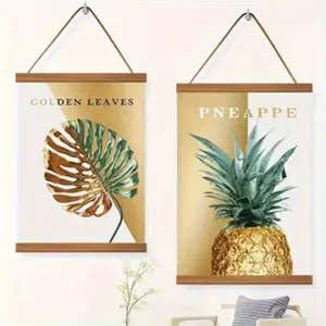 Magnetic Hanging Poster Frame, Simple Natural Style Photo Canvas Holder, Wall Mount No Drilling Display Rack, Home Living Room Study Decor