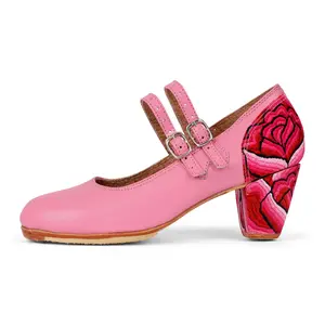 Danzarteb Women’s Leather Folklórico Shoes with Oaxaqueño Ankle – 7cm Heel