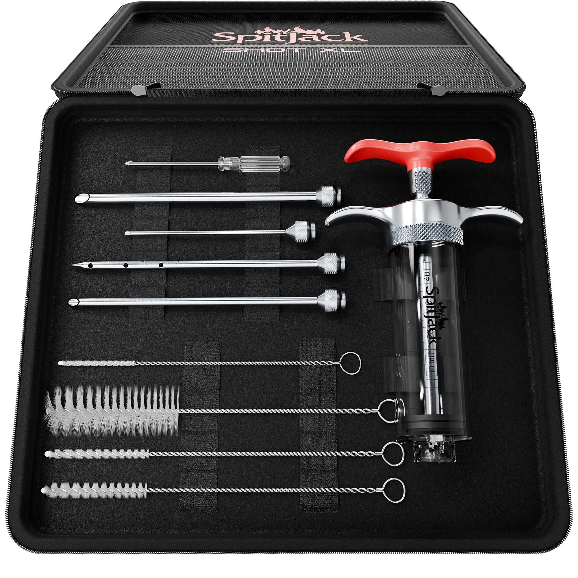 SpitJack SHOT XL Meat Injector Kit with Deluxe Case and Four Needles
