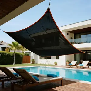 8 Pin Black HDPE Anti-UV Sun Shade Net, Gazebo Shelter Outdoor Patio Sunshade Pergola Canopy Sun Cover, Agriculture Greenhouse Sunshade Net