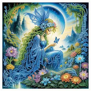 Moon Fairy Pattern DIY Diamond Arts Colorful Painting Kit, Diamond Pattern Design, 5D Diamond Arts Colorful Painting Kit for Beginners, DIY Wall Art Decor for Home