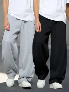 2PCS Boys jogger Sweatpants Wide Leg Elastic Waist Sweat Pants Pull On Fleece Athletic Outfits Clothes For Teenagers Kids Ages 8-16 Years