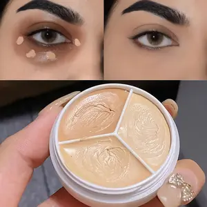 1-Piece Soft-Matte 3-Color Concealer Palette, Hydrating Cream Formula for Face Contouring & Concealing, Waterproof Long-Lasting Makeup