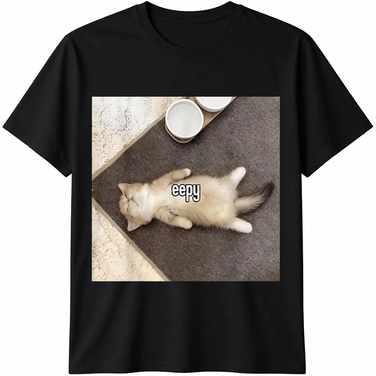 Men's Cotton Short-Sleeve Casual Basic T-Shirt - Funny Cat Meme Print, Streetwear Top, Menswear Casual Tshirt