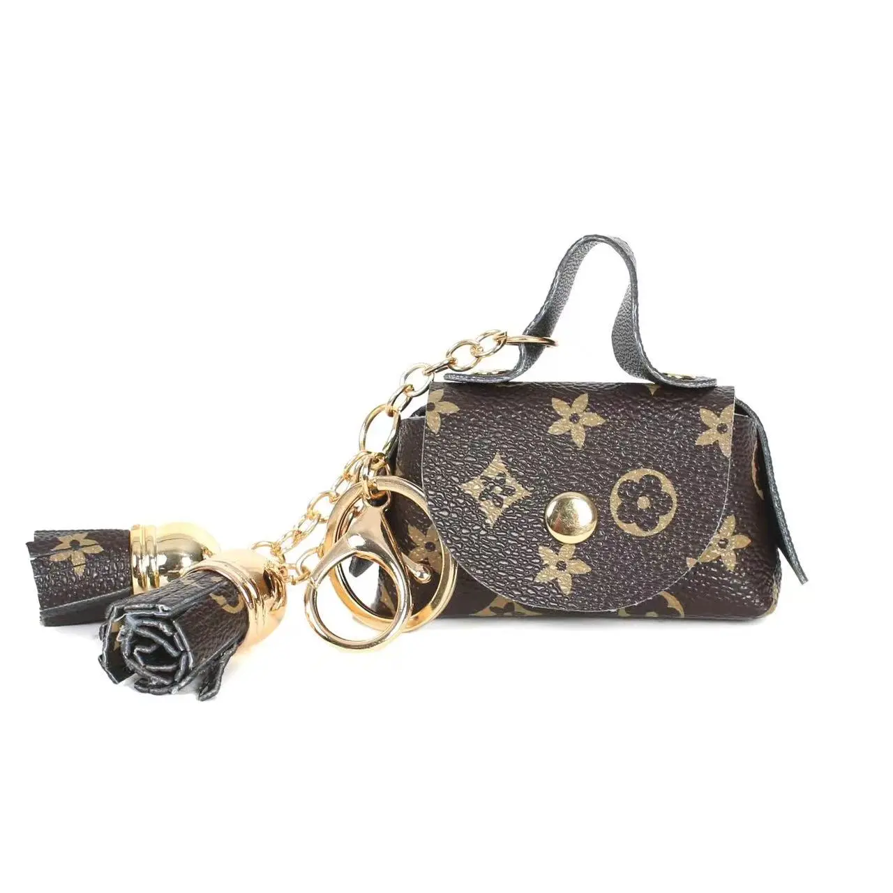 PU Leather Coin Purse Keychain with Tassel, Vintage Streetwear Style with Auspicious Design, Portable EDC Earphone Pouch, Edc Gear, Butterfly, Unisex