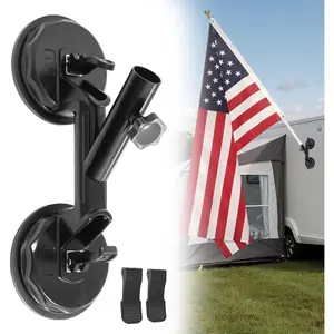 Quick Flag Mount for RVs, New Upgrade Suction Cup Flagpole Holder, Strong Suction Heavy Duty Metal RV Flag Pole Mount Compatible with Camper, Truck, Boats, Yachts