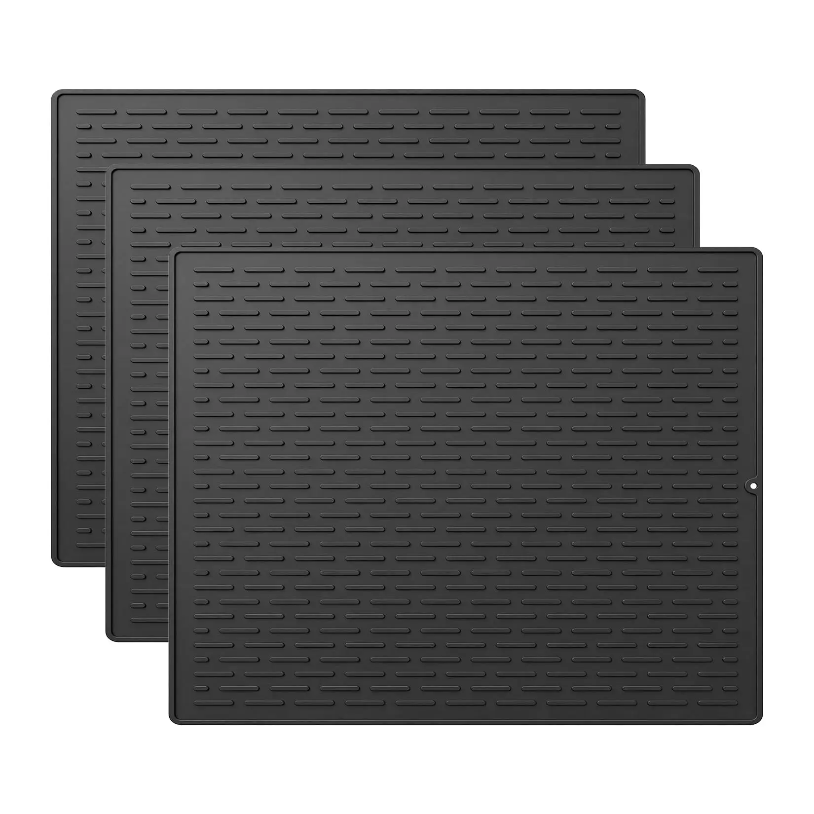 3pcs Silicone Dish Drying Mat Set, Multi-Size Gray Kitchen Draining Pad, Heat Resistant, Non-Slip, Fast Drying Mat for Dishes, Utensils, Countertop Protection,Black garden table round glass Happy Halloween Letter Balloon hand weight backyard decor