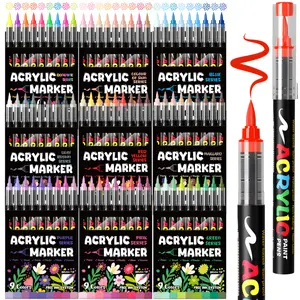 Acrylic Paint Markers, Soft Brush Tip Acrylic Paint Pens,Automatic ink control Marker Pen,for Rock Painting, Egg, Wood, Glass, Paper, Mugs,DIY Crafts Making,Art Supplies