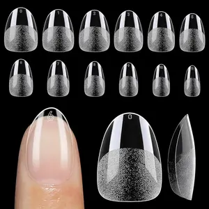 ExtraShort Almond Nail Tips - 12 Sizes, Soft Gel, Clear Full Cover Press On Nails