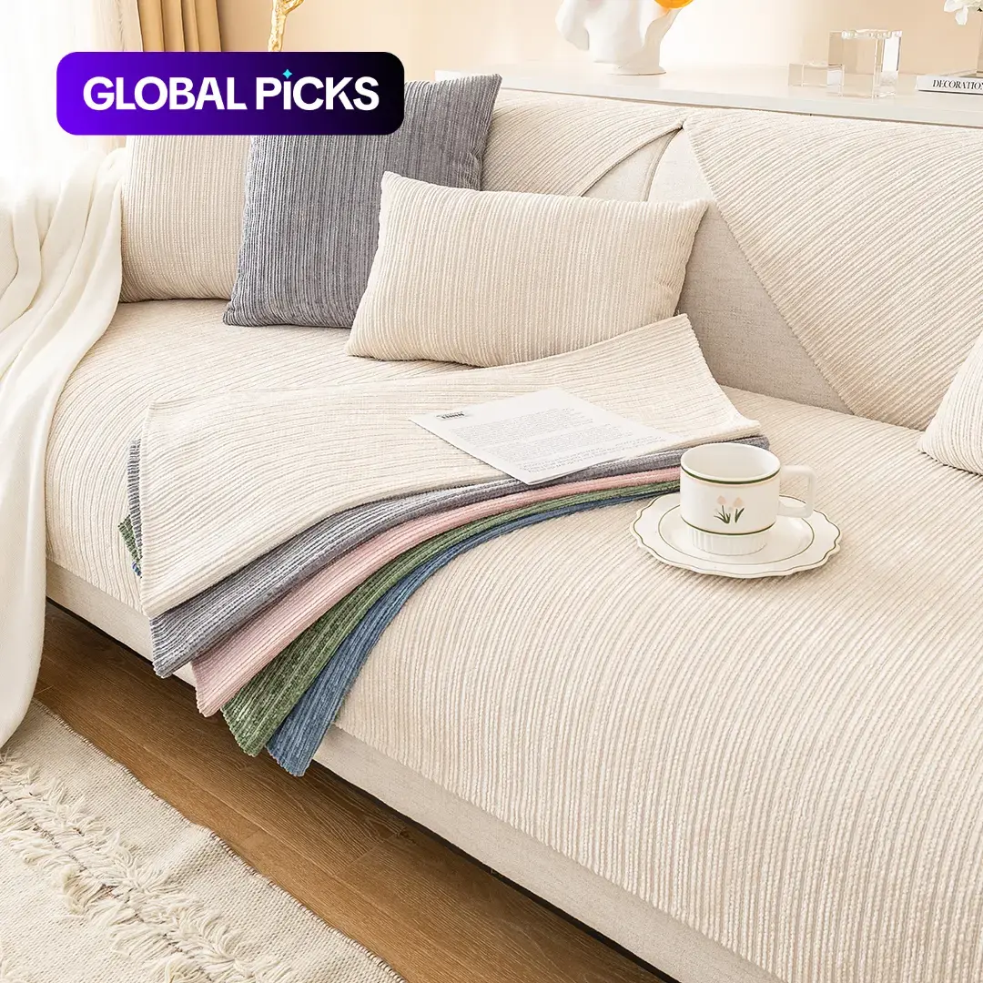 Minimalist Solid Color Chenille Sofa Seat Mat, Anti-Slip Dustproof Pet Friendly Reusable Sofa Cover Slipcovers for Living Room Bedroom Office #GLOBAL PICKS