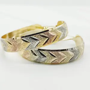 Hoop Earrings, Gold earrings, Tri ton Argollas, Pantallas De oro, Brazilian Gold