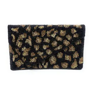 Beaded Leopard Print Clutch
