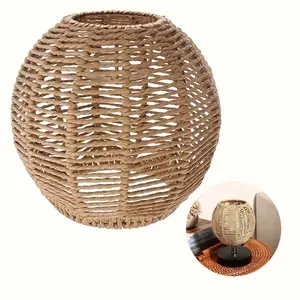 Handwoven Wicker Pendant Light Shade, Natural Simple Design, Ceiling Fan Decorative Cover, Creative Farmhouse Style Home Decoration