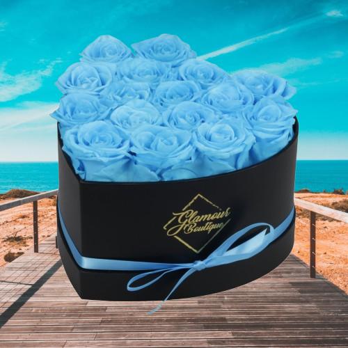 Immortal Love Black Heart | 16 Tiffany Roses Bouquet Box