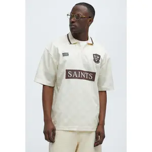Saints Checkered Johnny Collar Soccer Jersey - Natural/Combo Saints Checkered Johnny Collar Soccer Jersey - Natural/Combo