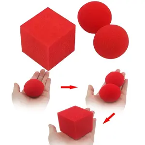 3PCs Sponge Magic Sets-Round Square Sponge Deformation, Close-up Magic Performance Props, Stage Performance Accessories, Easy to Learn for Beginners