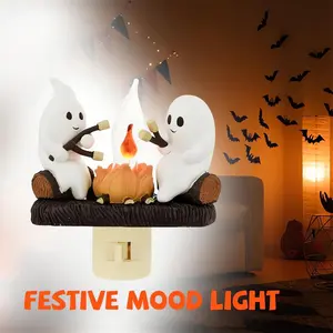 Christmas Night Lights 2024, Christmas Gift, Ghost Campfire, Flickering Night Light, Figure Lamps for Halloween, Christmas, New Year, Plug-in Ghost Night Light styling lamparas decorativas led home decor