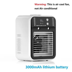 Portable Air Conditioner, Personal Portable AC with 2 Speeds & 2 Mist Modes, Rechargeable Air Cooler with 3000mAh Battery, Quiet Air Conditioner for Room Car Office Outdoor, Rechargeable Cooling Fan