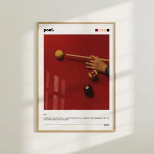 Retro Billiard Balls Wall Art, Vintage Pool Table Decor, 70s Aesthetic Billiard Room Print, Game Room Poster, Pool Ball Set Artwork