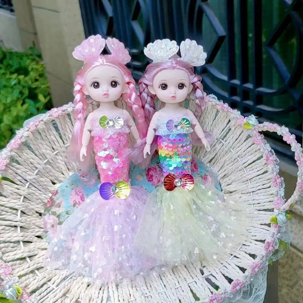 25cm Yijun Toys BJD Sequin Mermaid Doll, Movable Joints, Fashion Wedding Dress Costume, 1pc DIY Felt Craft Toy Gift for Girls, Play House Accessory, 24Cm Bjd Sequin Mermaid Doll