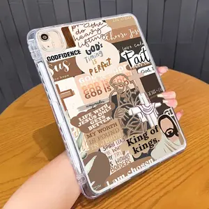 Jesus Collage Pattern Ultra-Slim TPU iPad Case, Shockproof Anti-Scratch Cover with Built-in Pencil Holder, Lightweight Protective Shell Compatible with iPad 11" 2025, Pro 11/10 Gen, 10.9" (2020-2022), Air 3-7, 10.2", 9.7" (2017-2018), Pro 11"/13" 2024.