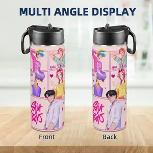 K-Pop x Saja Boy Themed 20oz Insulated Stainless Steel Tumbler with Lid & Straw | Double-Wall Vacuum Flask for Hot & Cold Drinks | Reusable Travel Water Bottle for Home, Office, School | Perfect Gift for Teens, K-Pop & Anime Fans