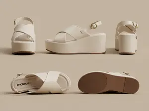 Moleca Brazilian Platform Wedge Sandals – Elegant Beige Cross-Strap Sandals for Women | Comfortable & Stylish Summer Shoes