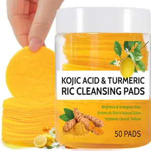 Kojic Acid & Turmeric Cleansing Pads, 50pcs/box Exfoliating Pads, Facial Cleansing Pads for Face, Balance Skin Oil and Water, Skin Care Kits, Cleanser