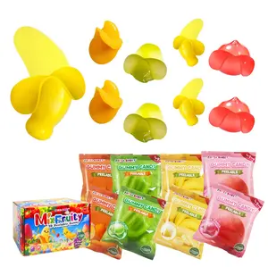 4 Friuts in 8 Packs Assorted Gummy Candy Individually Wrapped, Peelable Fruit-Shaped Gummies Candy made with Real Fruit Juice (≥30%), Chewy Peeling Candy Gummy Snacks Net 200g/7oz