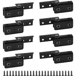 8Pcs Side Mounted Frameless Glass Door Pivot Hinges Adjustable Cabinet Pivot Hinge Clip Clamp Replacement Kit for 5-8mm Free-Swinging Black Glass Door