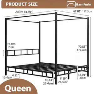 HOMBCK Elegant Iron And Steel Canopy Bed Frame - Versatile For Full And Queen Sizes - Sturdy Frame Brackets Ideal For Metal Beds With Mosquito Nets - Classic Style For Modern Bedroom Decor And Bed Accessories, Black