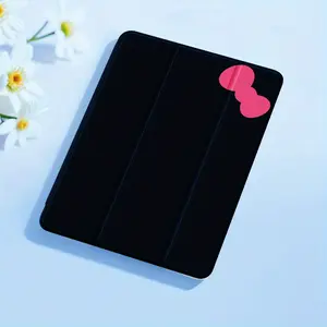 Sleek Black Case for iPad with Pink Heart Design - Compatible with for ipad 7th, 8th, 9th, 10th Gen & Mini 4/5, 5/6 9.7" - Auto Sleep/Wake, Full Protection, Foldable Stand, Lightweight & Stylish for Work, Office & Entertainment, Cute Case for iPad