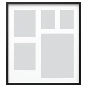 Frame for 5 pictures, black, 25 ¼x28 "Picture frames, poster frames, wall-mountable horizontally or vertically - slide-in frame strips, scratch-resistant wall gallery frames.