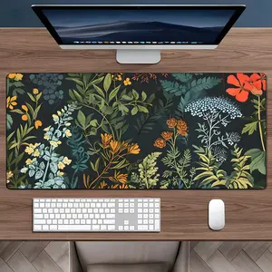 Vintage Botanical Garden Pattern Mouse Pad, Rectangle Gaming Mouse Pad, Non-slip Rubber Pad, Aesthetic Desktop Decoration Protective Pad for Laptop, Desktop Computer Games, Desk Accessories
