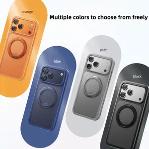 360 °   Rotating Stand 2.0 Matte Semi-Transparent Phone Case, suitable for Apple iPhone 12/13/14/15/16/17 Pro/Max series, with a matte skin-friendly feel, anti-slip/anti-sweat/anti-fingerprint, supports charging, unisex high-end anti-drop phone protective