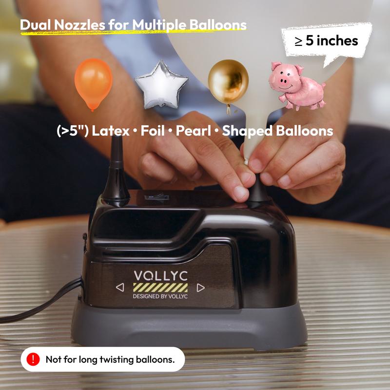Electric Balloon Pump Dual-Nozzle Portable Inflator Lightweight Fast Inflation Blower for Party Decorations Birthday Wedding Baby Shower