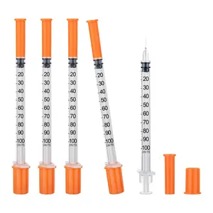 U-100 1ML Syringes with Needle, 31G 1/4''(6mm) Disposable Measuring Syringes with Clear Markings, Individually Wrapped Lab & Feeding Tools