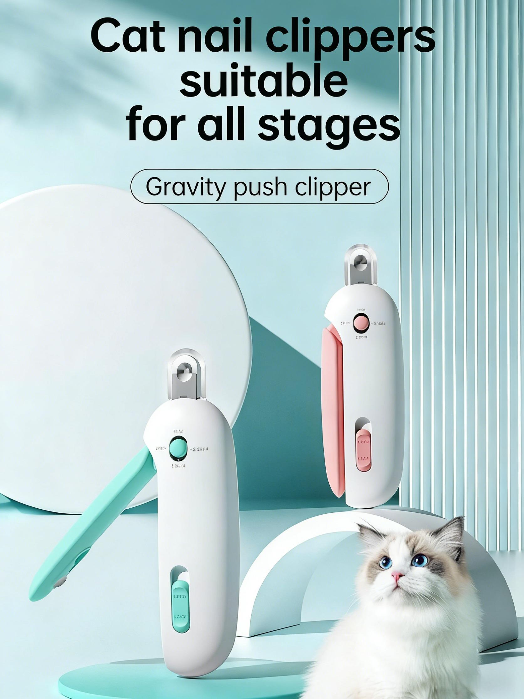 Cat Nail Clipper with 4-Size Adjustable Trimming Hole & Hidden Nail File | Safe Toenail Trimmer for Kittens & Puppies | Anti-Splash Claw Cutter for Pet Grooming