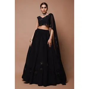 Black cutwork lehenga and blouse