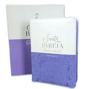 Biblia Quinceañera con Caja de Regalo RV1960 imit. piel lila crisantemo con indice