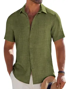 COOFANDY Mens Button Down Short Sleeve Shirt Casual Beach Shirt Summer Vacation Textured Shirts