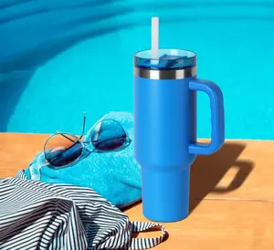 Ozark Trail 40 oz Insulated Stainless Steel Tumbler with Handle, Electric Blue Drinkware Flasks