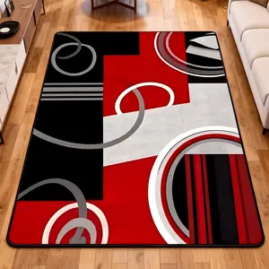 Trendy Flannel Rug, Abstract Pattern Living Room Carpet, Modern Home Decor Mat for Entry Bedroom Game Room, Home Decorative Rug, Abstract Rugs