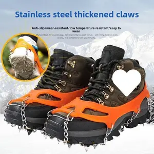 Outdoor 8-tooth stainless steel chain anti-slip crampons/snow cleats/mountain gear hiking shoe spikes chain for ice surfaces