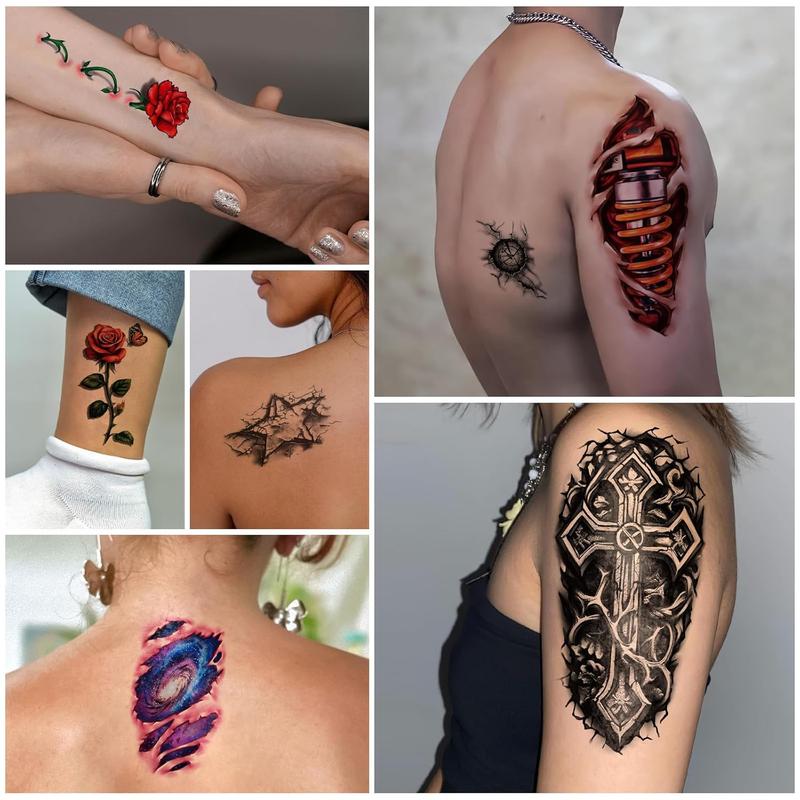 77 Sheets 3D Realistic Temporary Tattoos Adults Kids, Realistic Skull Tiger Wolf Lion Dragon Spider Snake Temporary Tattoos For Women Men, Half Arm 3D Halloween Temp Tattoos Look Real And Last Long
