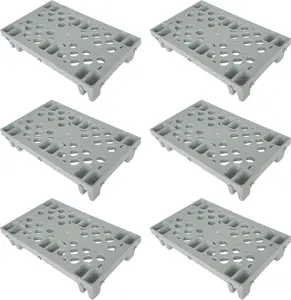 6 count Grey Plastic Pallet, Lightweight  Floor Pallets, Interlocking with Breathable Grids Storage Pad, for Garages, Basement, Supermarket, Indoor and Outdoor